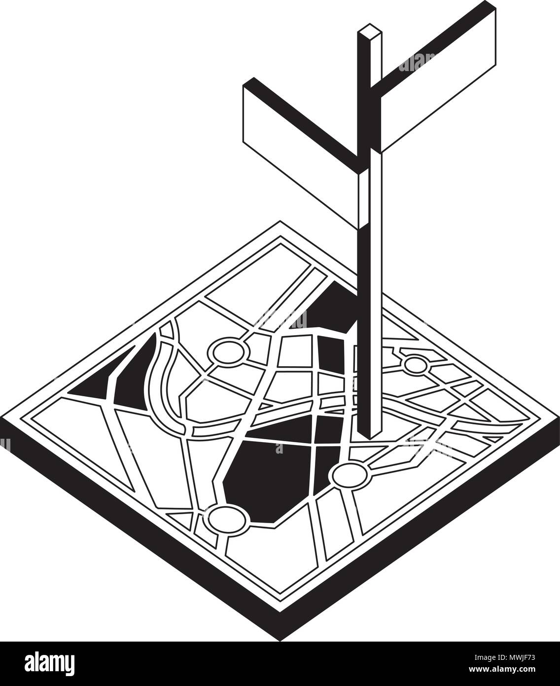 map guide with signaling isometric icon vector illustration design ...