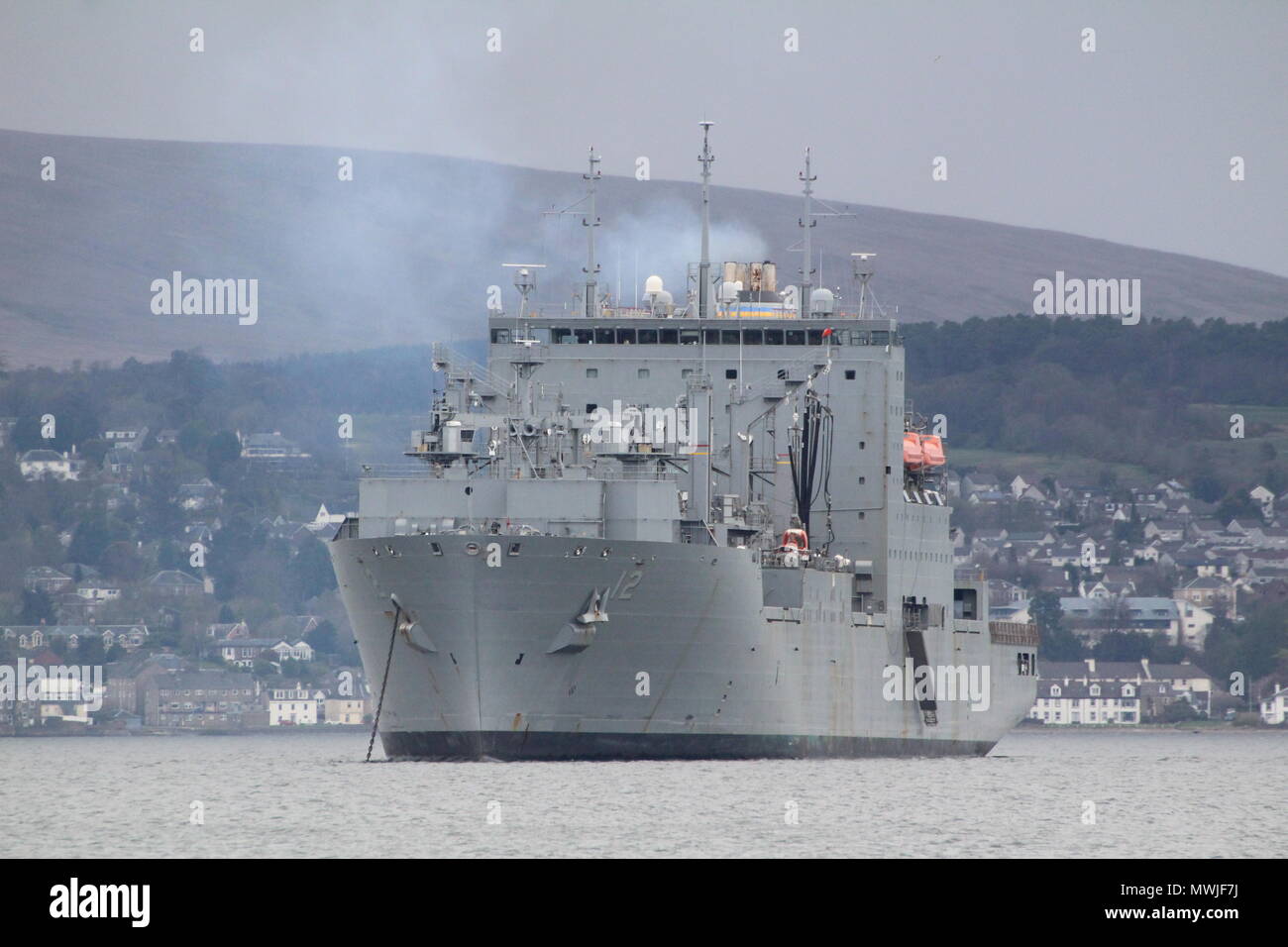 USNS William McLean (T-AKE-12), a Lewis and Clark-class support vessel operated by the US Navy, during the early stages of Exercise Joint Warrior 18-1 Stock Photo