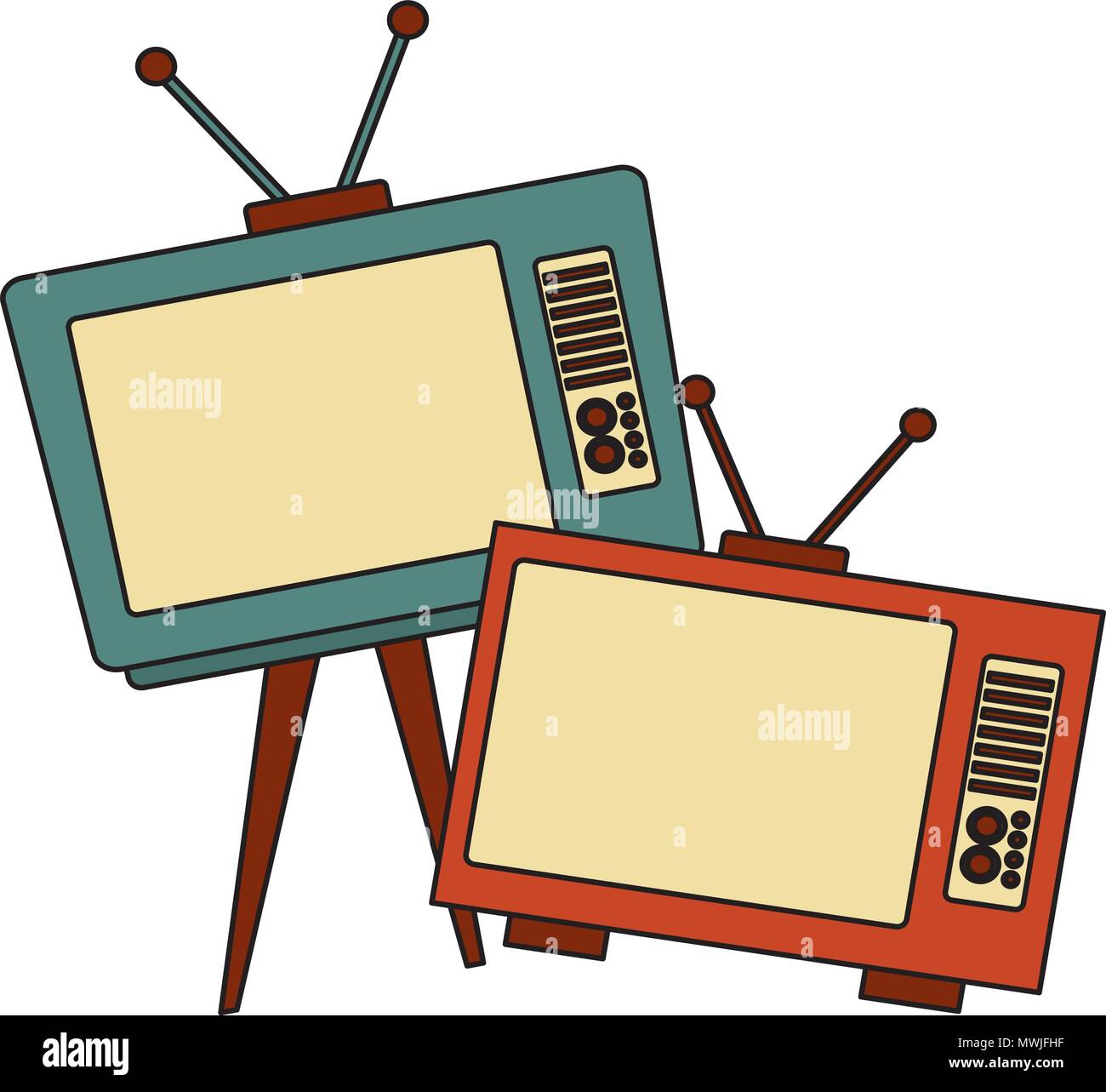 vintage retro television devices communication vector illustration ...