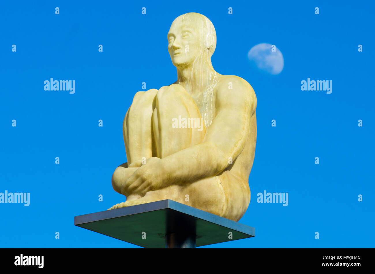 NICE,FRANCE-MAY 20:  One of the seven statues from "Conversation à Nice" by Jaume Plensa on place Masséna, in Nice, the capital of cote d'Azur, on the Stock Photo