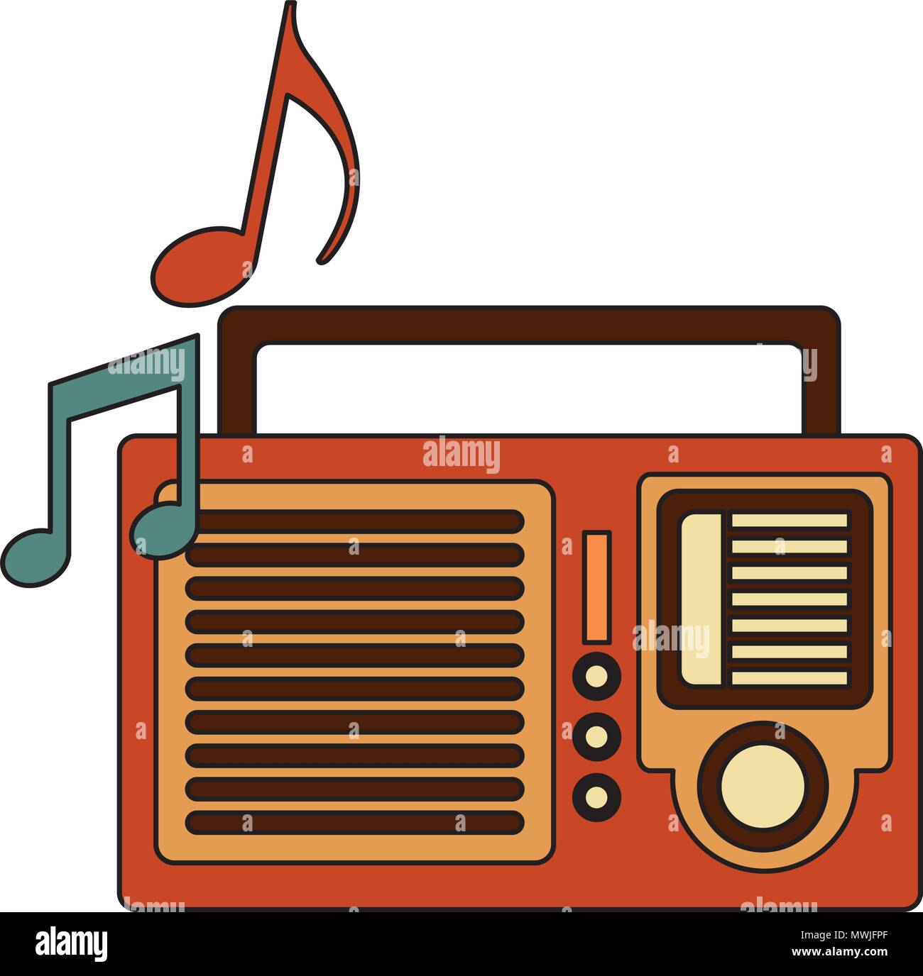 retro vintage radio stereo note music vector illustration Stock Vector ...