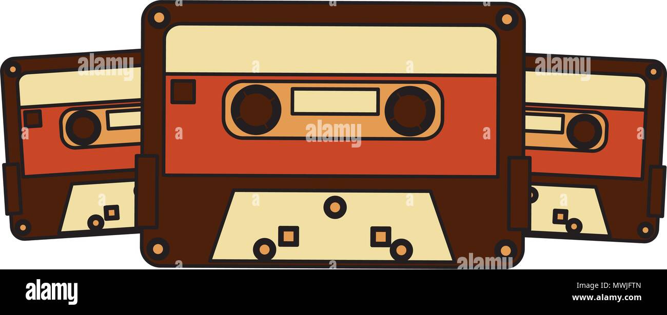 retro vintage cassette tape record music vector illustration Stock ...