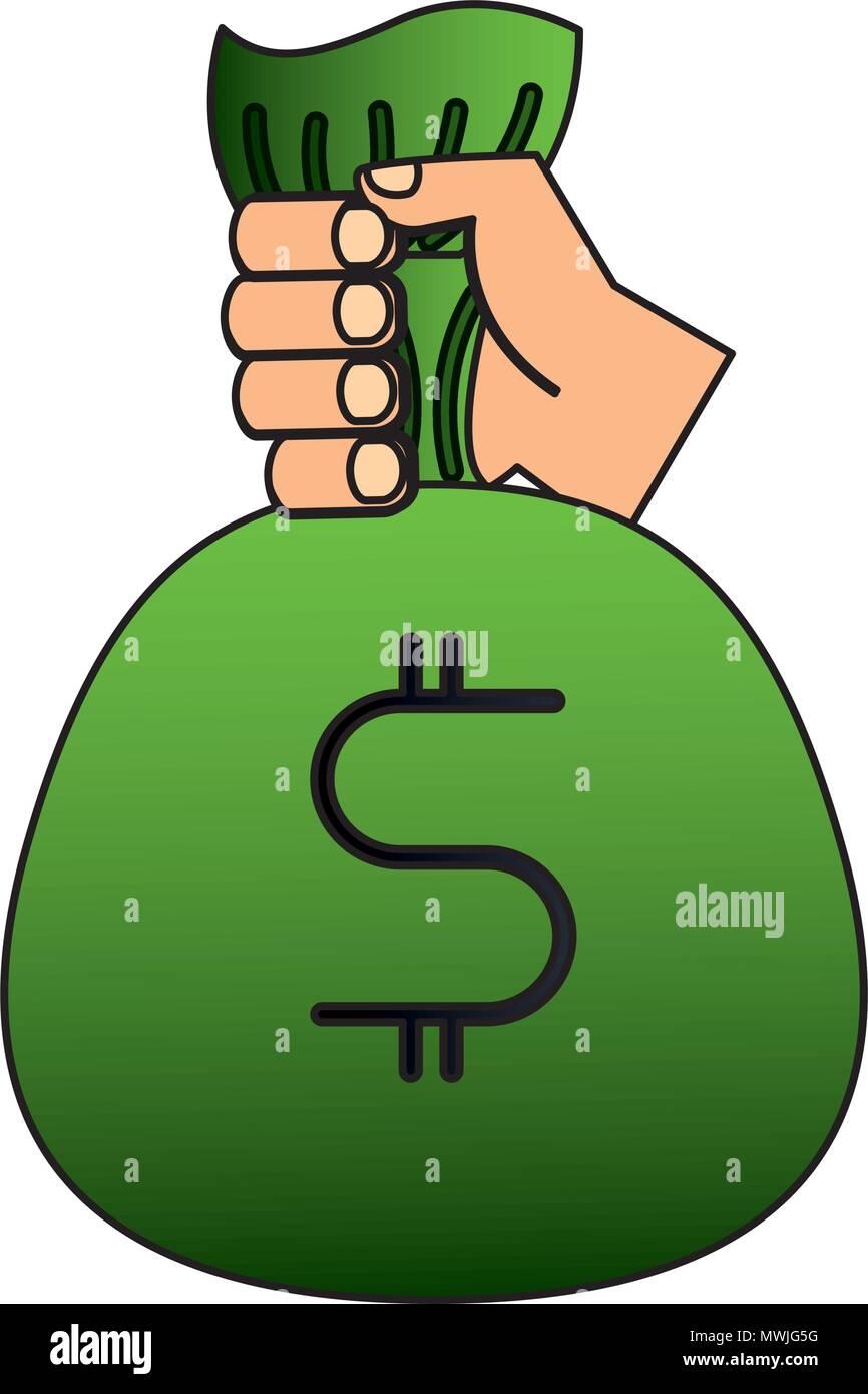 hand holding bag money dollar bank vector illustration Stock Vector ...
