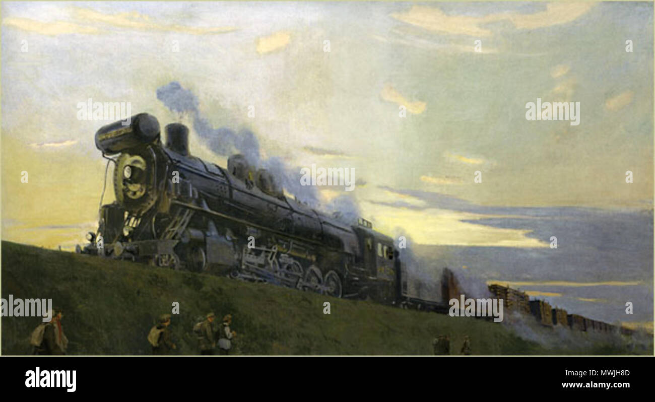 Русский: Сверхмощный паровоз ФД English: High power steam locomotive FD .  1930s. Русский: Аркадий Александрович Рылов English: Arkadiy Rylov 469  Parovoz FD Kartina Stock Photo - Alamy