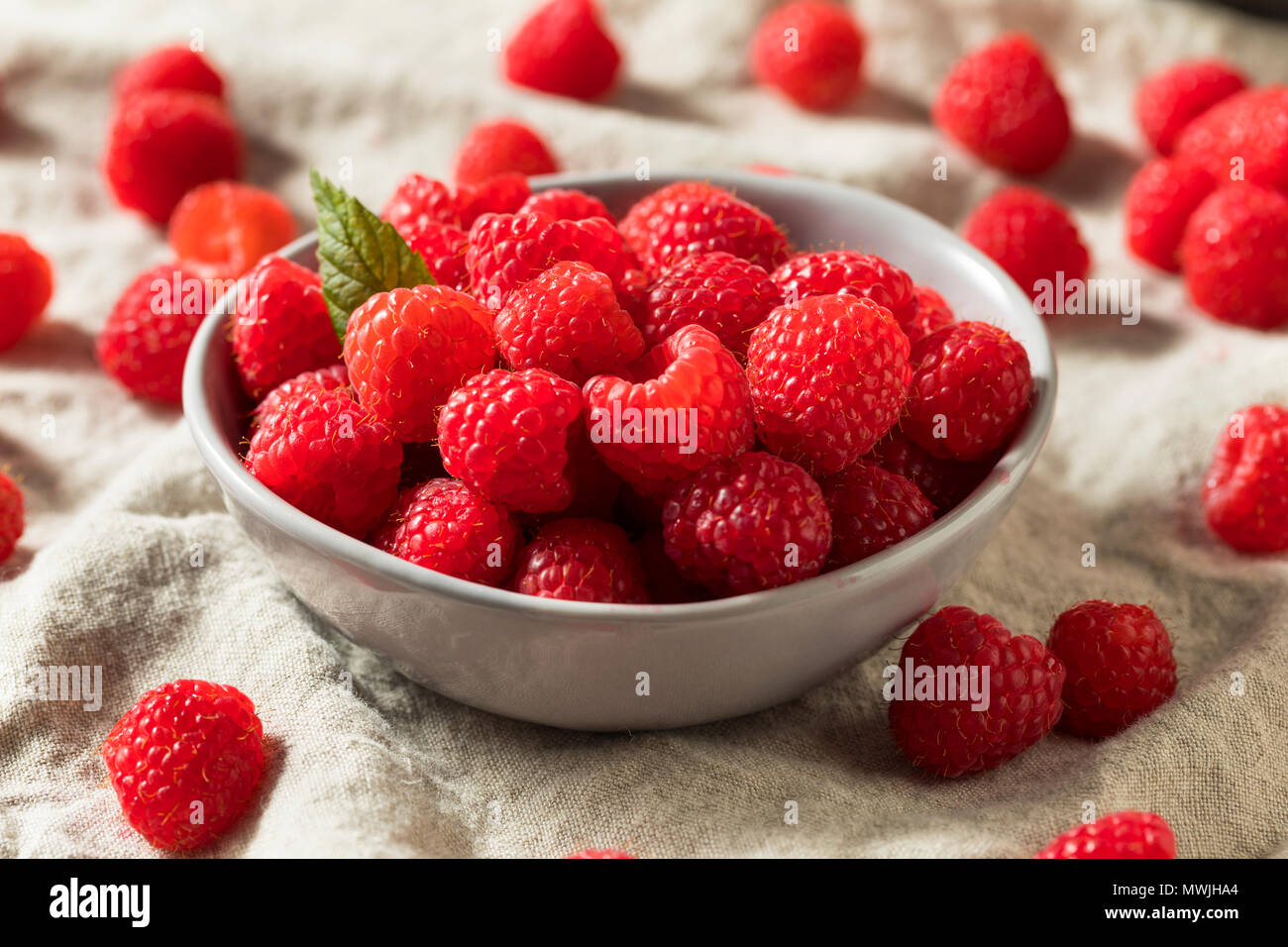 Raw Red Organic Raspberries Ready to Eat Stock Photo - Alamy