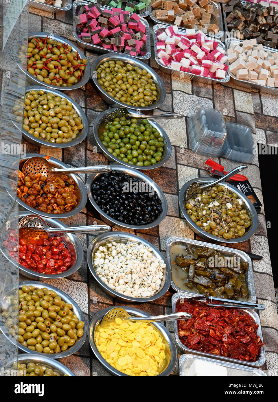 traditional greek food stall Stock Photo