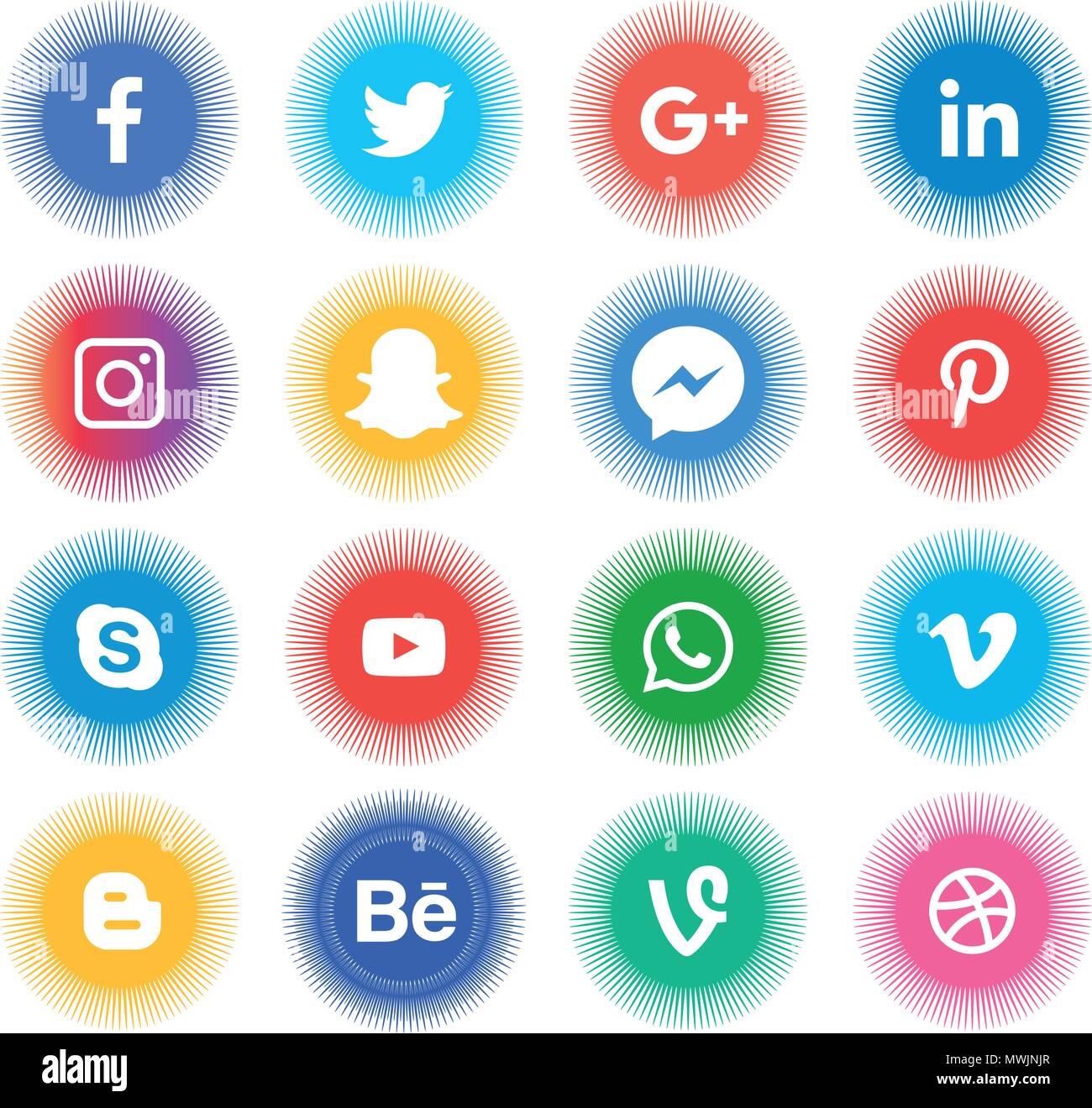 Social Media Icons Set Logo Vector Illustrator Facebook Instagram Whatsapp Stock Vector Image Art Alamy