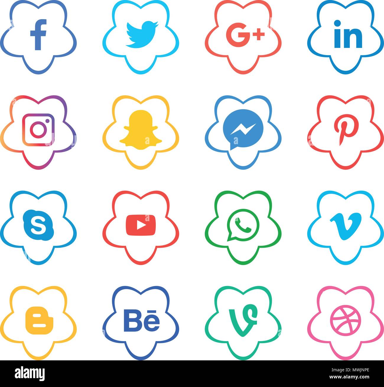 Social media icons set. Logo Vector Illustrator. facebook, instagram