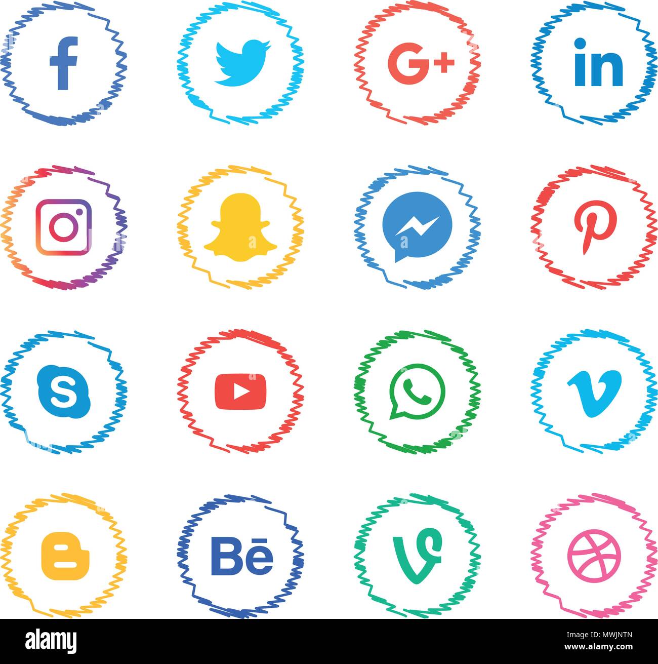 Social Media Icons Set Logo Vector Illustrator Facebook Instagram Whatsapp Stock Vector Image Art Alamy