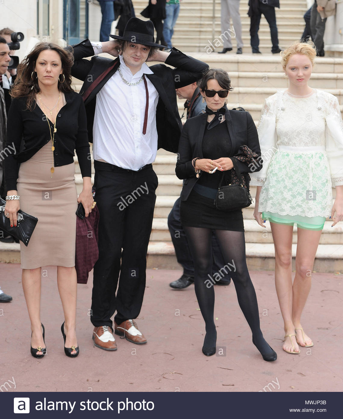 Lily Cole, Pete Doherty, Karole Rocher. Pete Doherty and Lily Cole attend a photo call in Cannes.