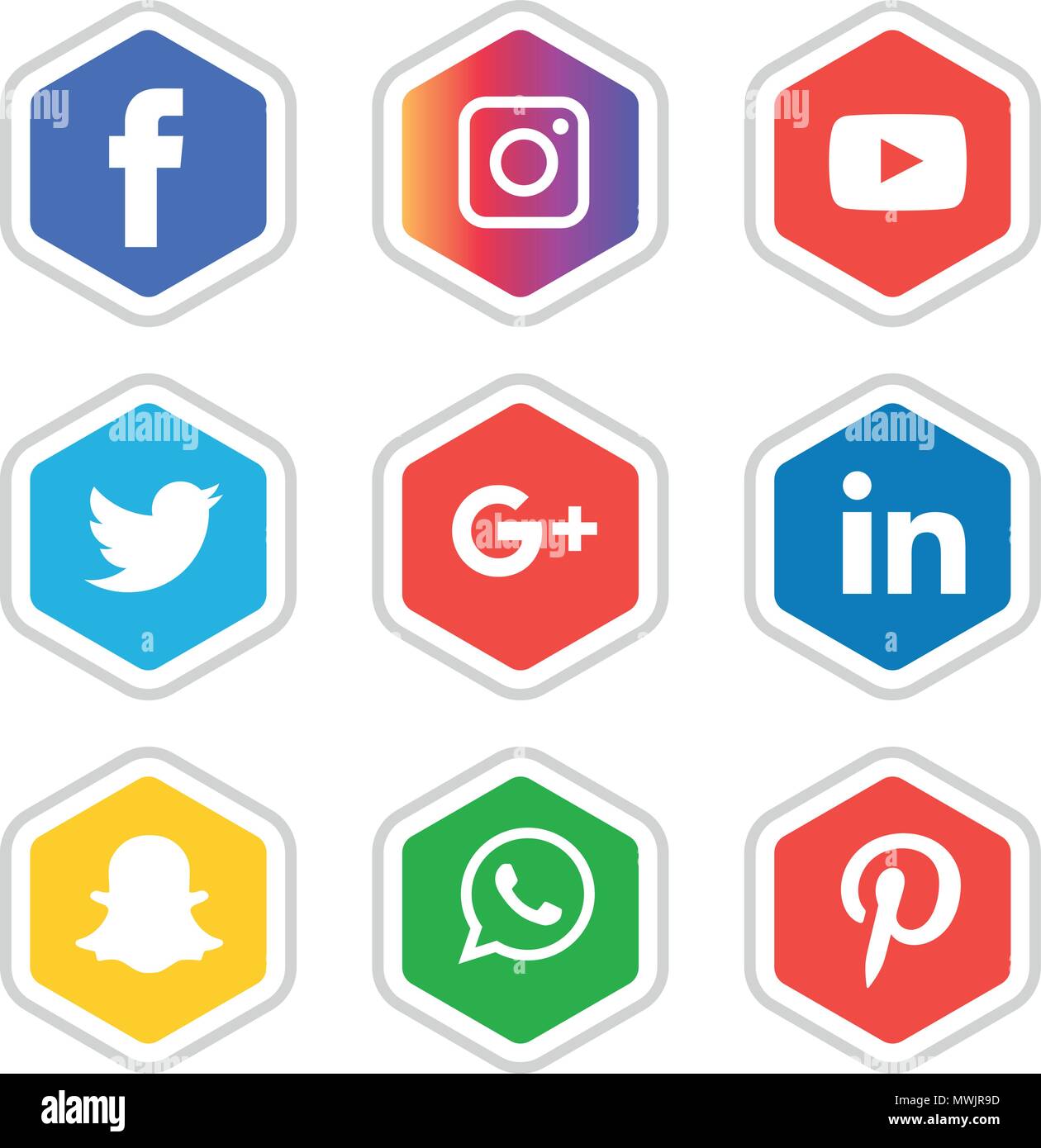 Social media icons set. Logo Vector Illustrator. facebook, instagram