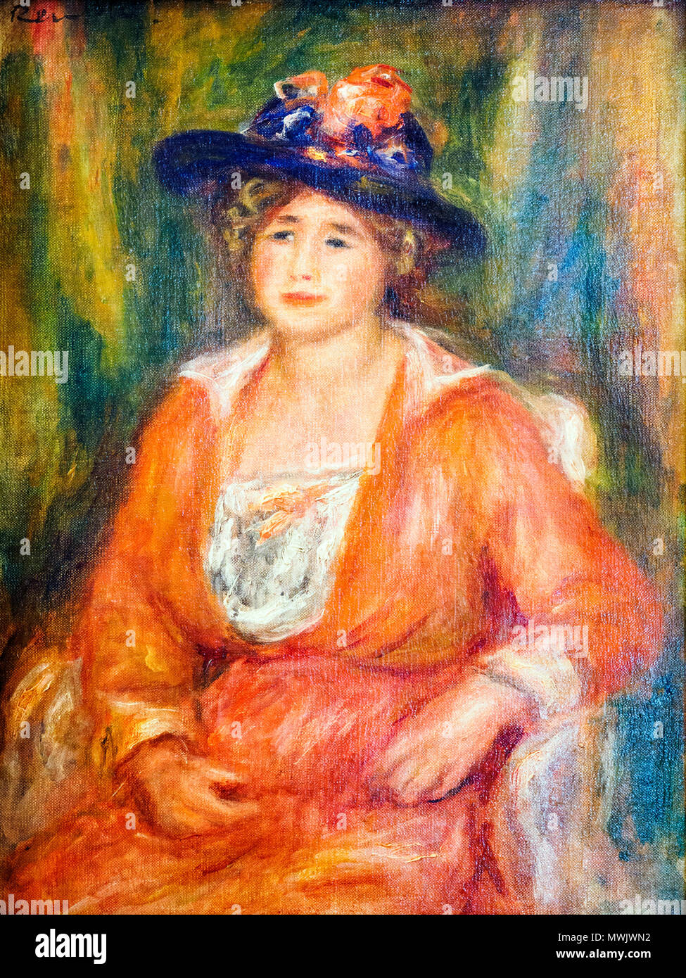 Portrait de femme assise (Portrait of a sitting woman) by Auguste Renoir (1841 - 1919) Stock Photo