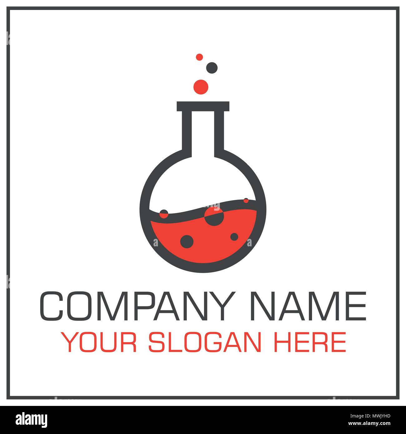 Laboratory Flask with Liquid Vector Logo Design for Science Company or