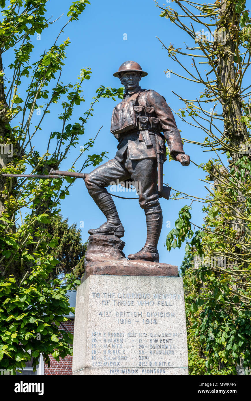 British 41st Division Monument in Flers, Somme region Stock Photo