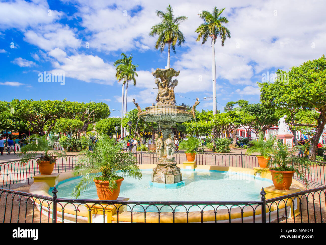 GRANADA, NICARAGUA, MAY, 14, 2018: Fountain in the center of Granada Nicaragua, was founded in 1524 and it's the first European city in mainland America Stock Photo