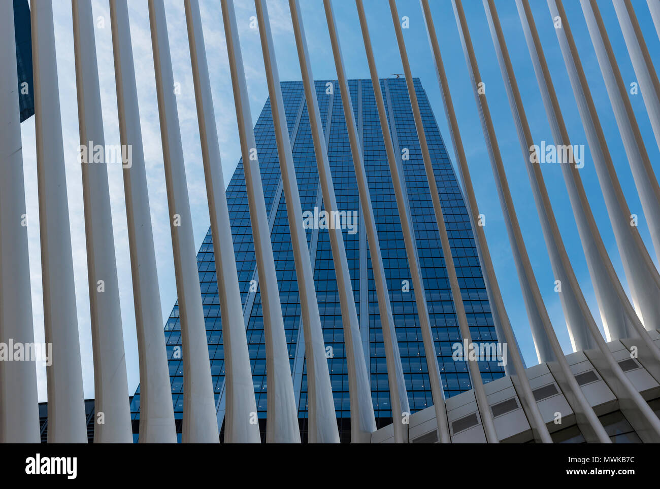 Oculus Station and 3 World Trade Center (175 Greenwich Street) building, New York City, USA Stock Photo