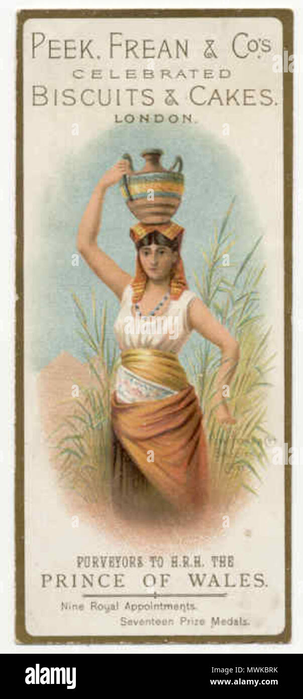 . Peek Frean: Bookmark of Egyptian woman with water jar. circa 1900. Unknown 474 Peek Frean 003 Stock Photo