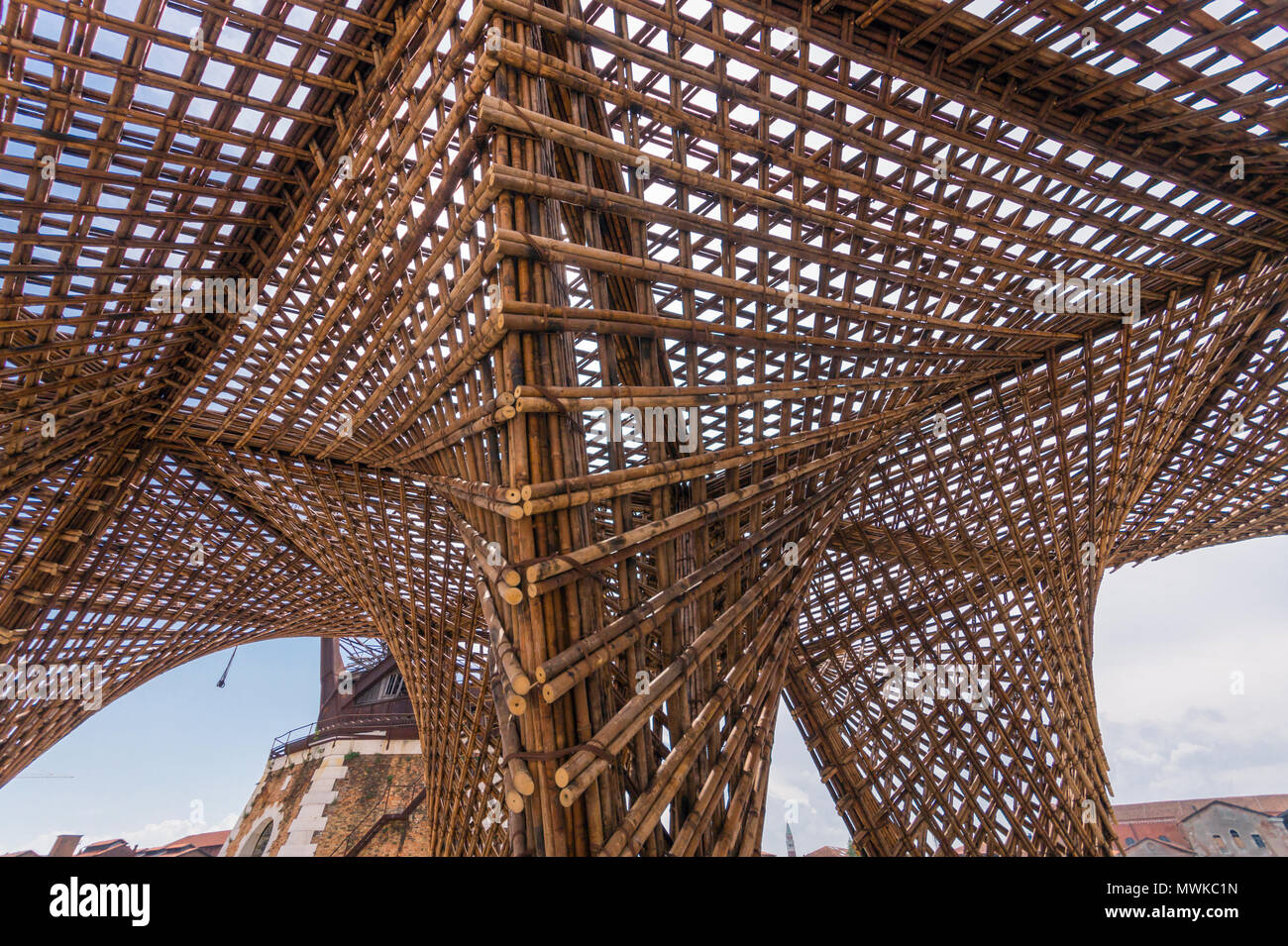 Vo Trong Nghia Architects, Bamboo Stalactite pavilion, 2018 Venice Architecture Biennale, Venetian Arsenale Stock Photo