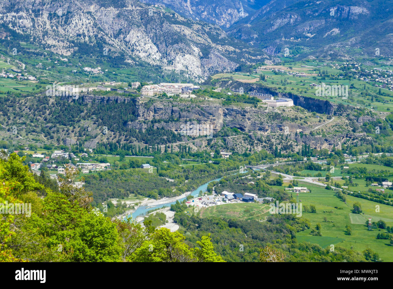 The fort of Mont-Dauphin in the Durance Valley, seen from the other side of the valley Stock Photo