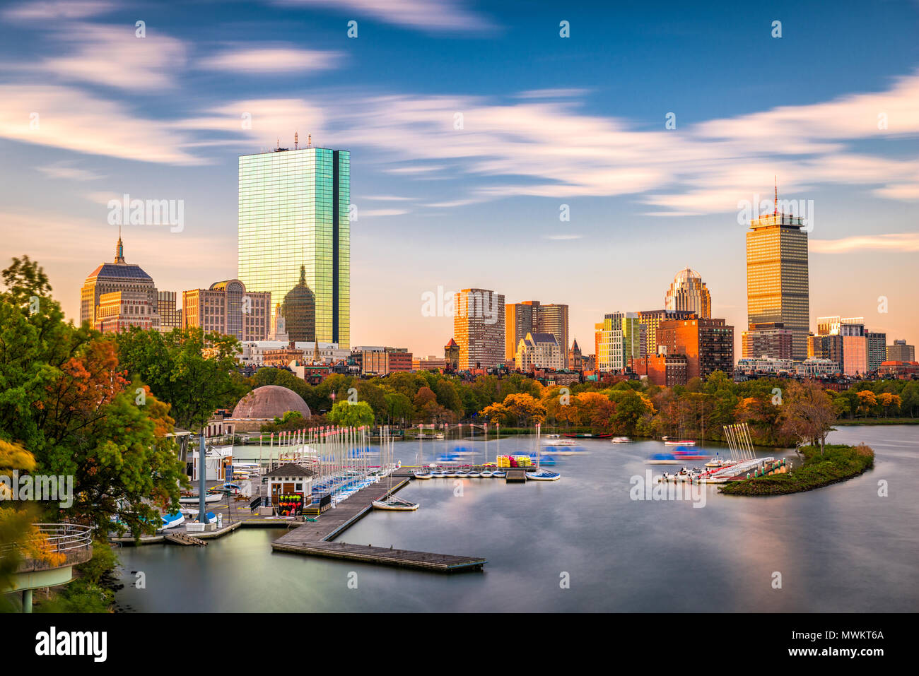 Boston, Massachusetts, USA city skyline on the river. Stock Photo
