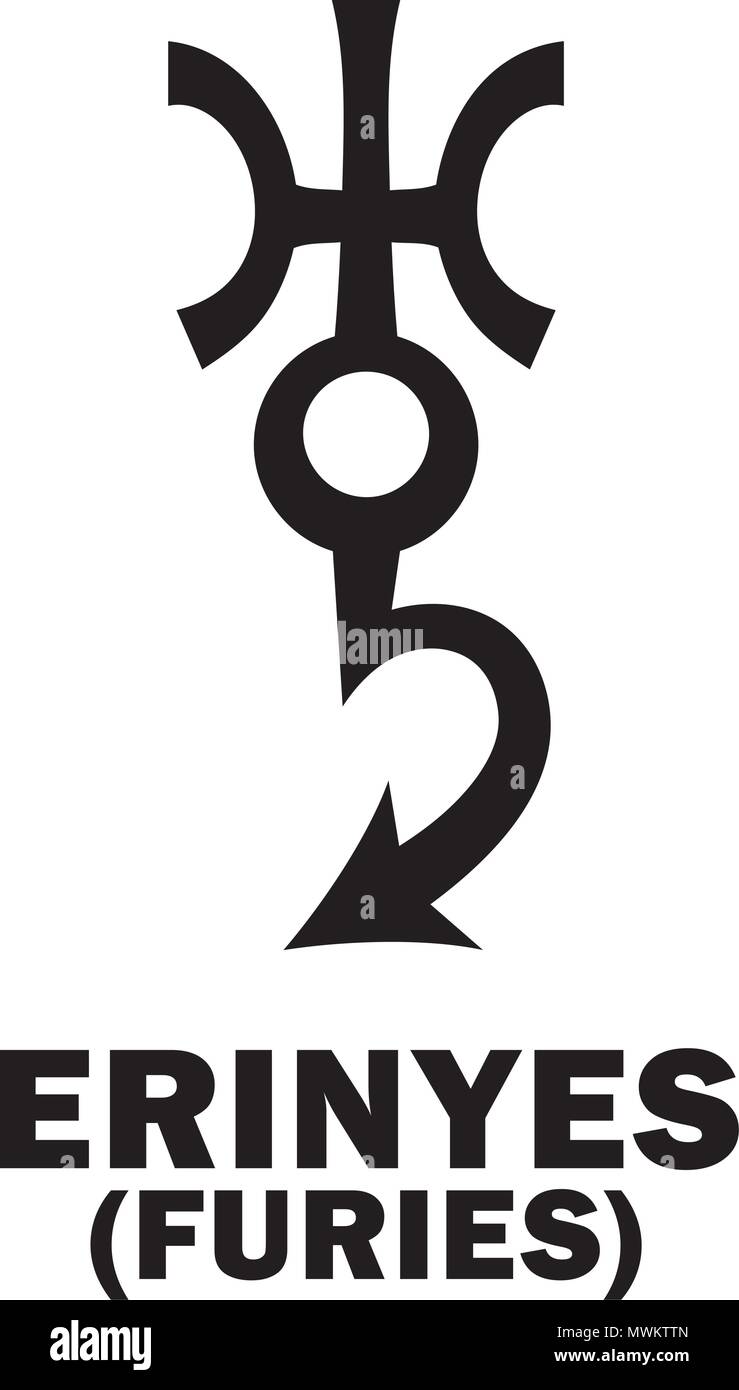 Astrology Alphabet: ERINYES (Furies), asteroid #889. Hieroglyphics character sign (single symbol).
