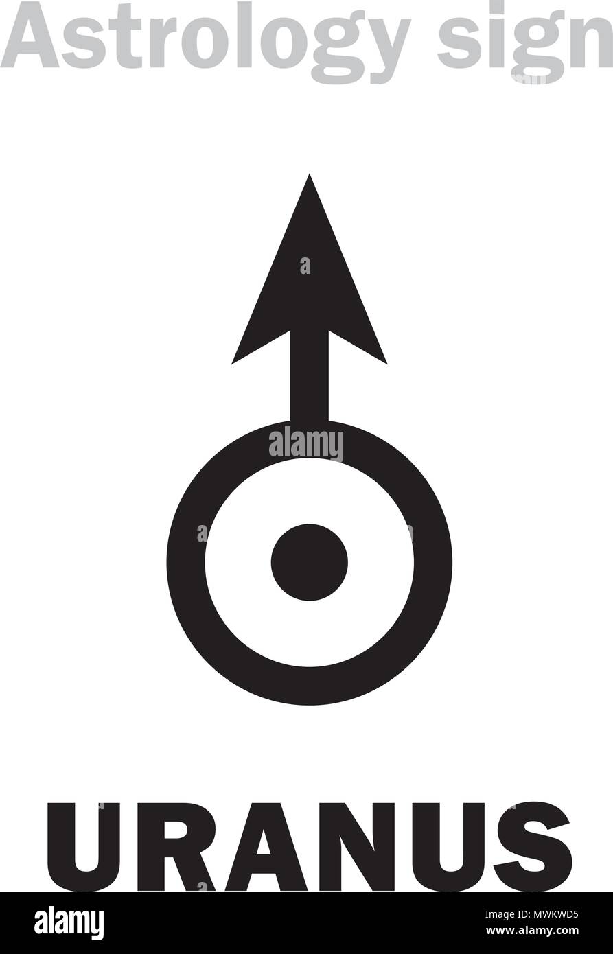 Astrology Alphabet: URANUS, higher global planet. Hieroglyphics character sign (modern astronomical variation symbol). Stock Vector