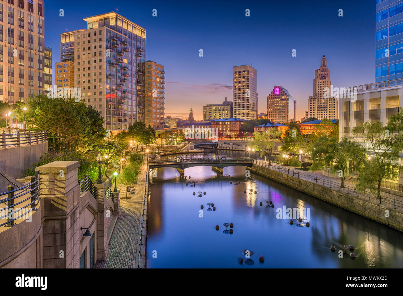 Providence, Rhode Island, USA park and skyline. Stock Photo