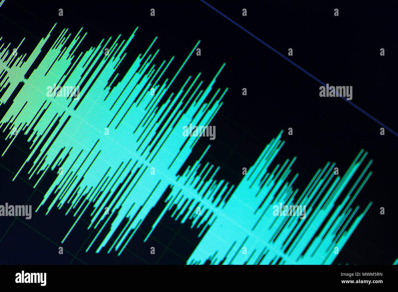 Audio sound wave studio editing computer program screen showings sounds