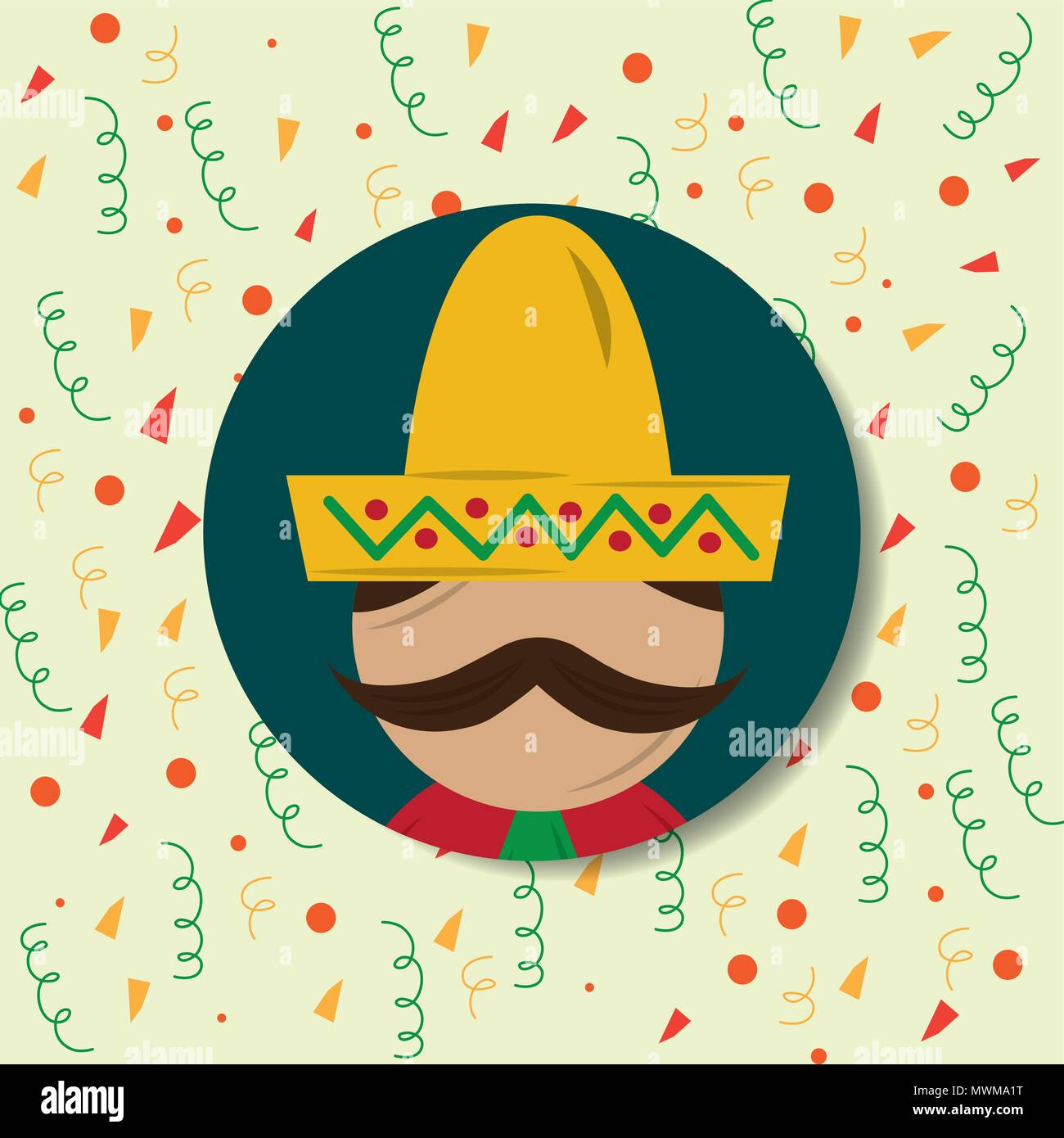 viva mexico mexican man with mustache wearing hat vector illustration ...