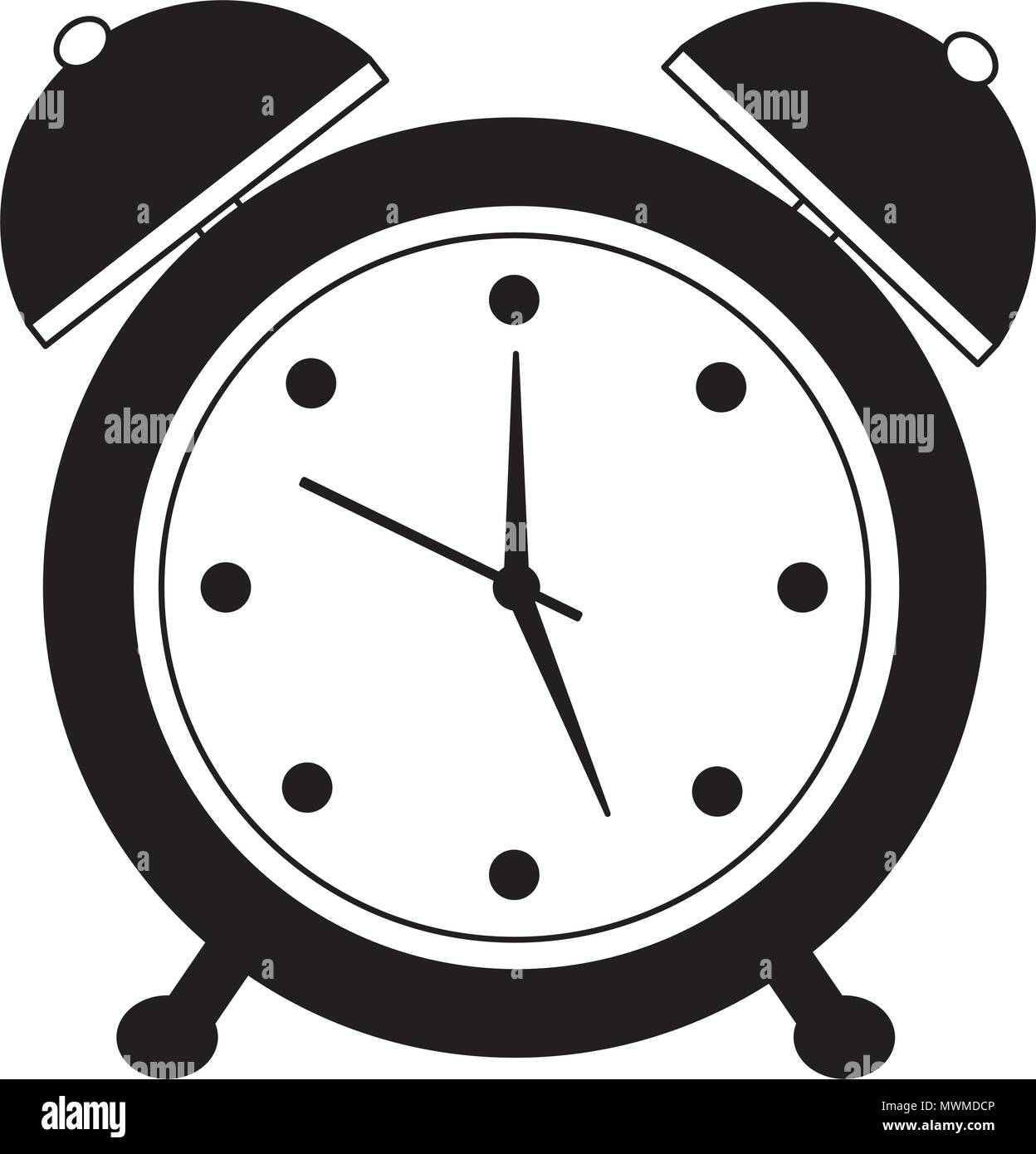 alarm clock retro vintage image vector illustration black and white ...