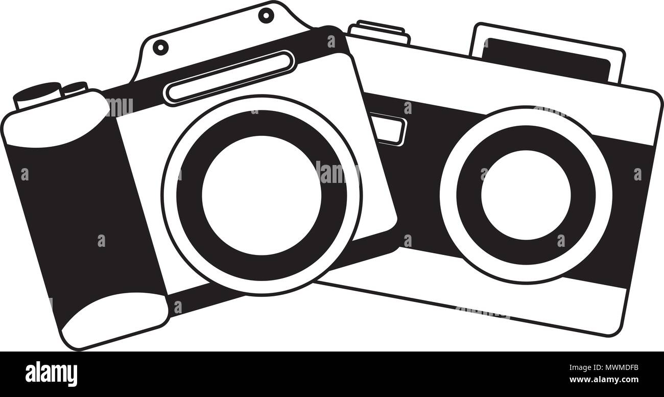 vintage photography camera retro device vector illustration black and ...