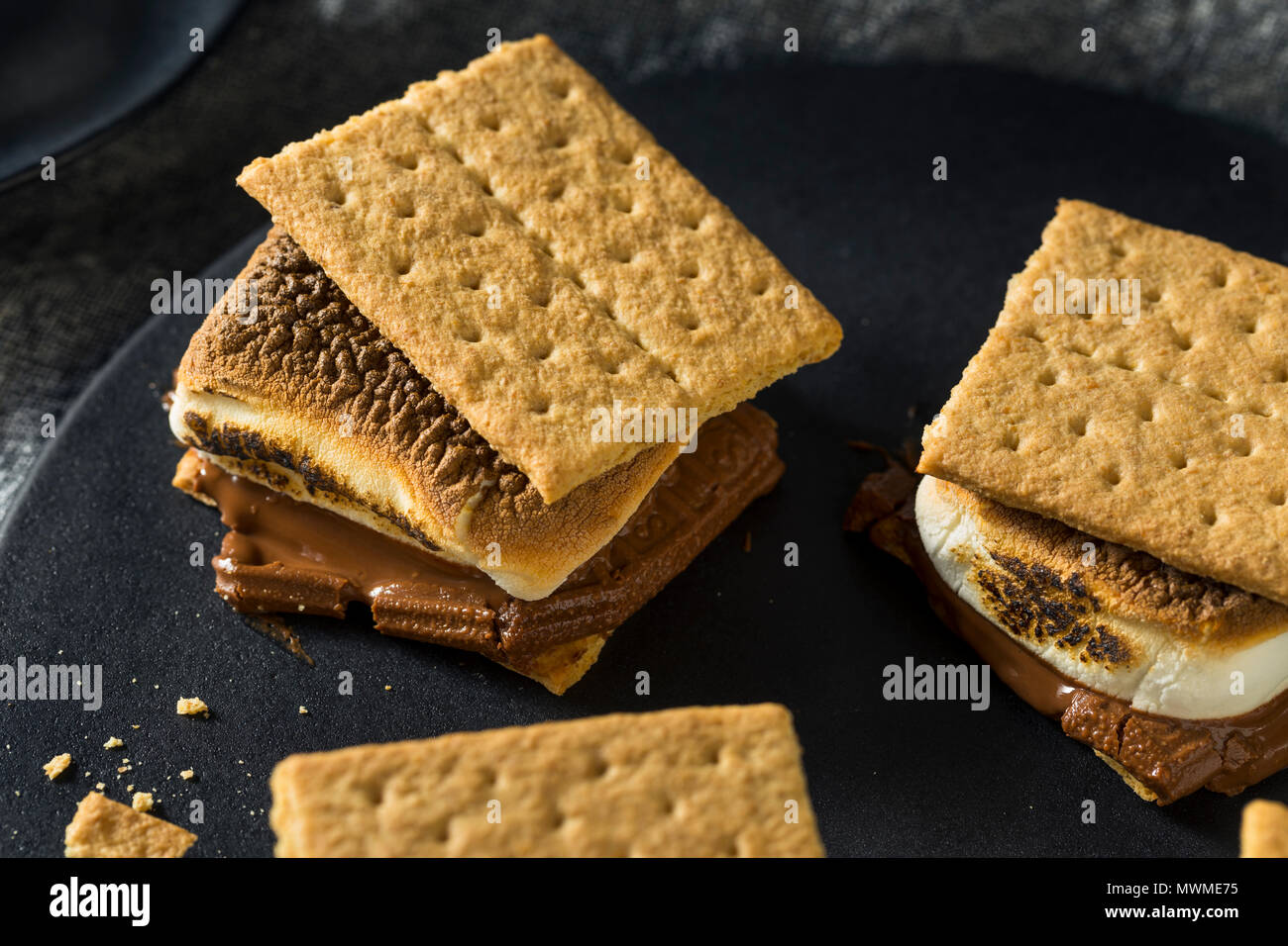 Homemade Chocolate Smores with Marshmallows and Cookies Stock Photo Alamy