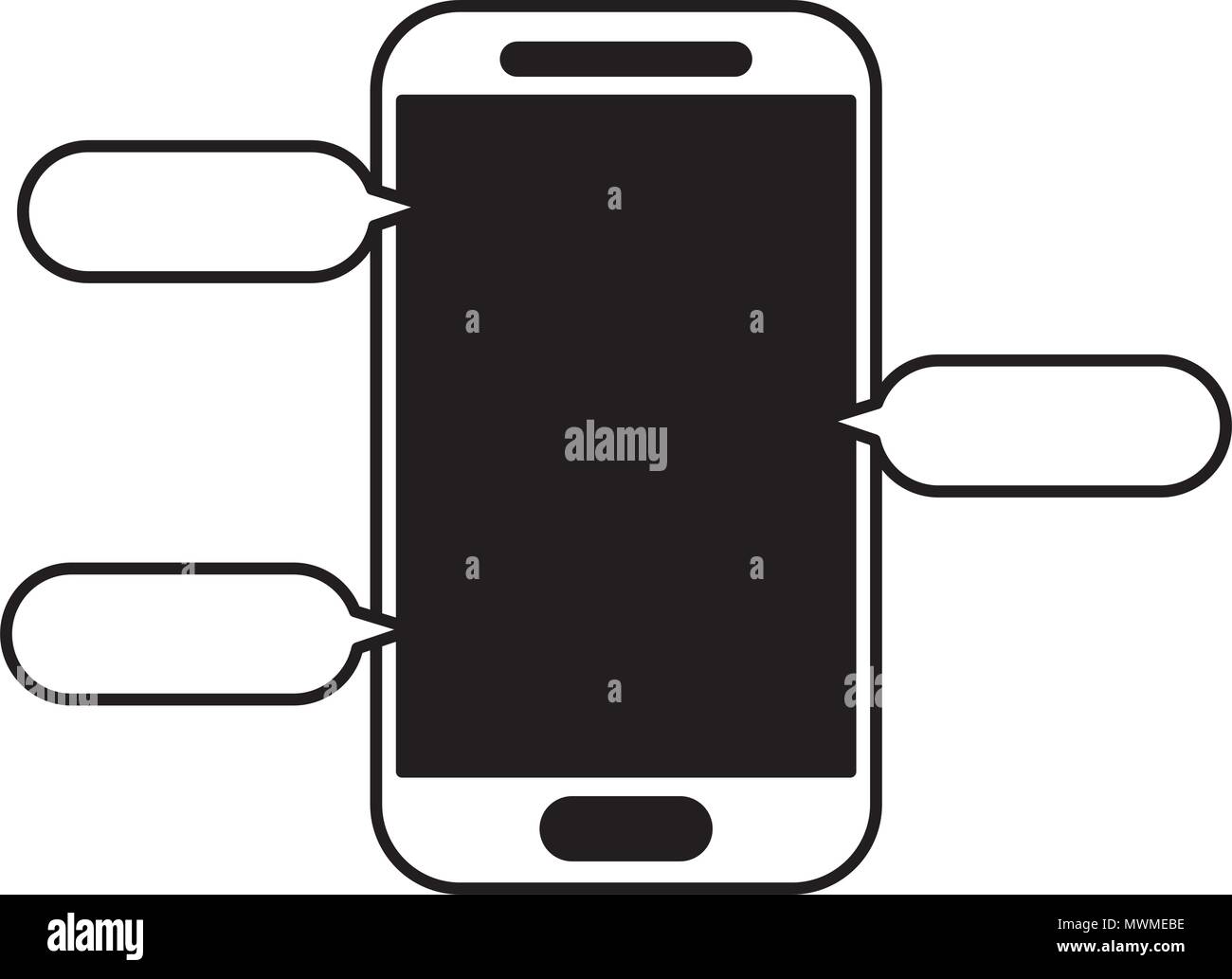 smartphone with speech bubble chat messaging vector illustration black ...