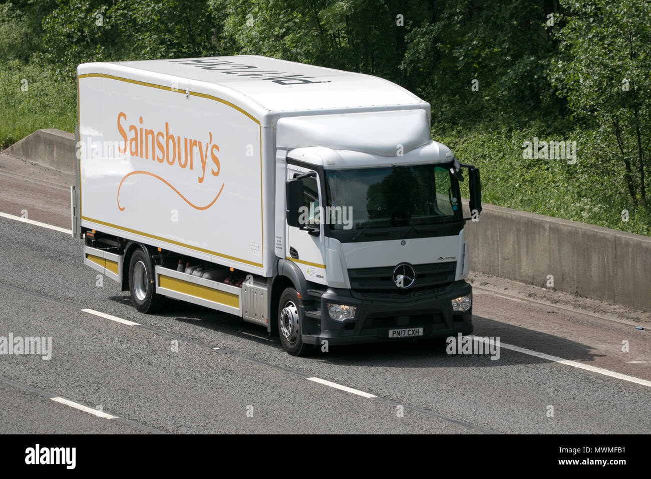 sainsburys grocery food transport logistics HGV lorry M6 motorway Stock