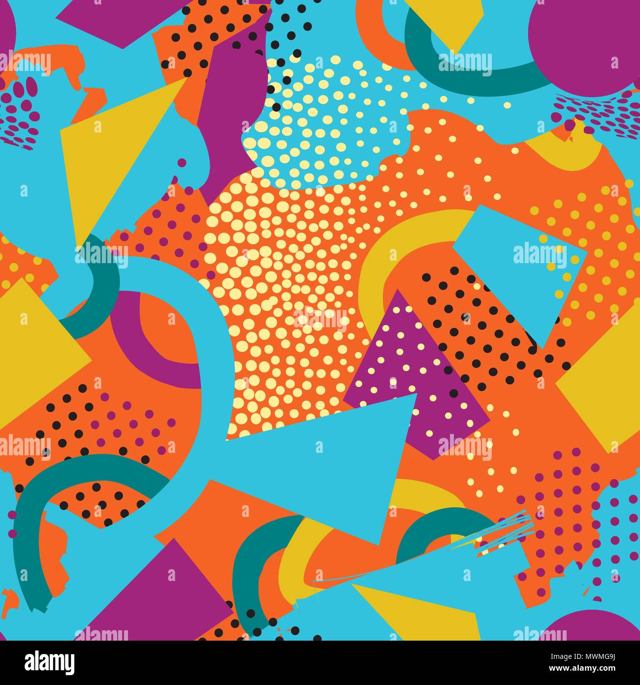 Abstract seamless pattern with blots and dots. Geometric dotted ...