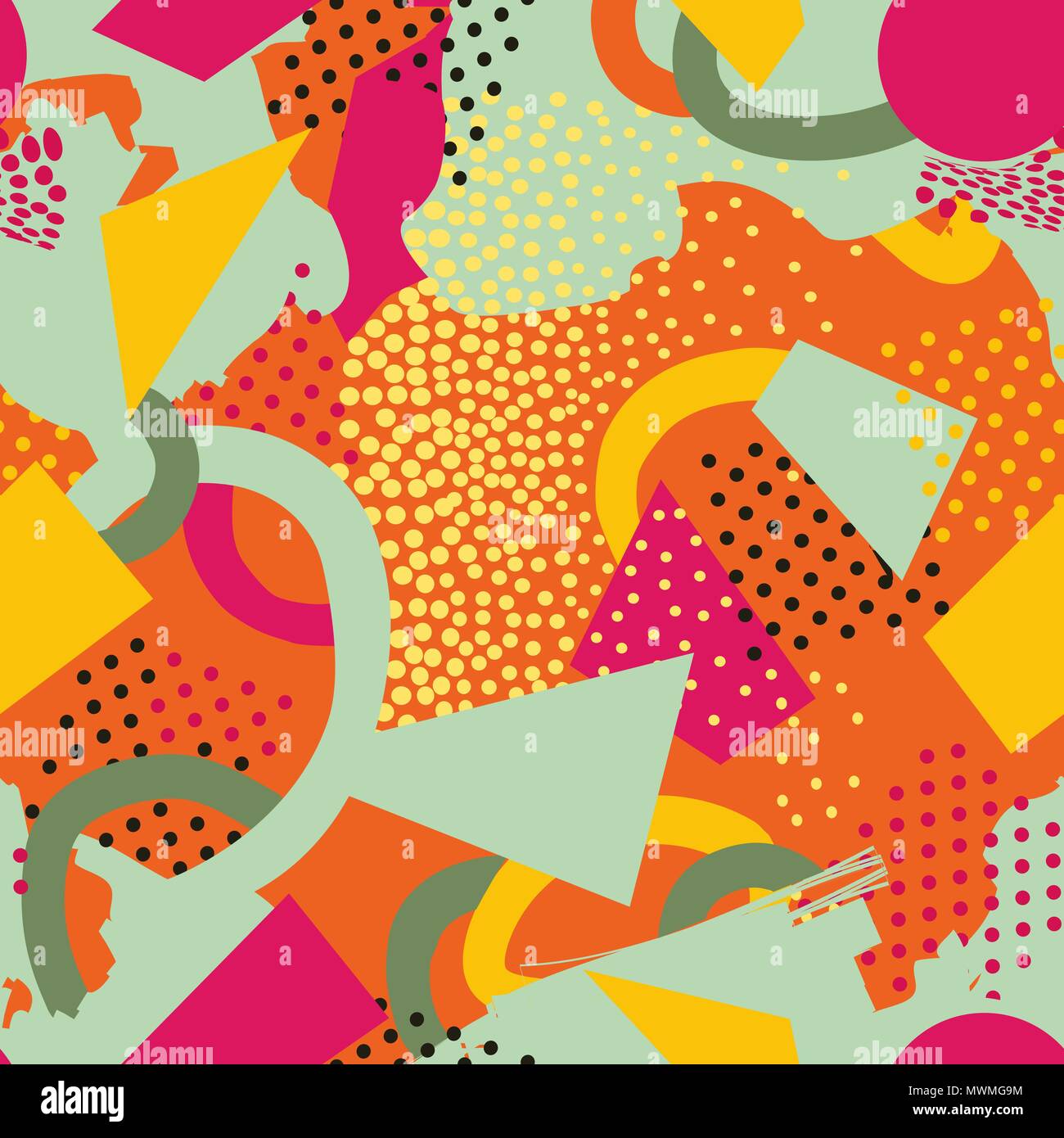 Abstract seamless pattern with blots and dots. Geometric dotted ...
