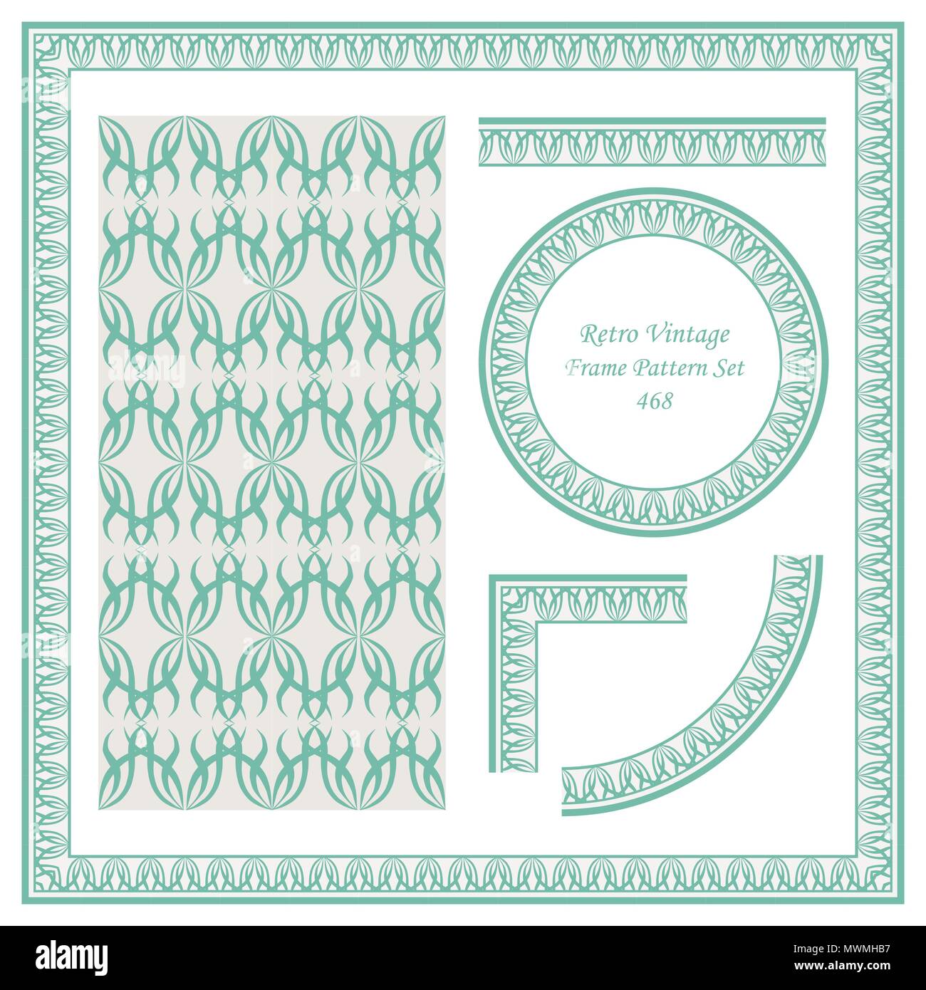 Vintage border retro pattern background and frame decoration template ...