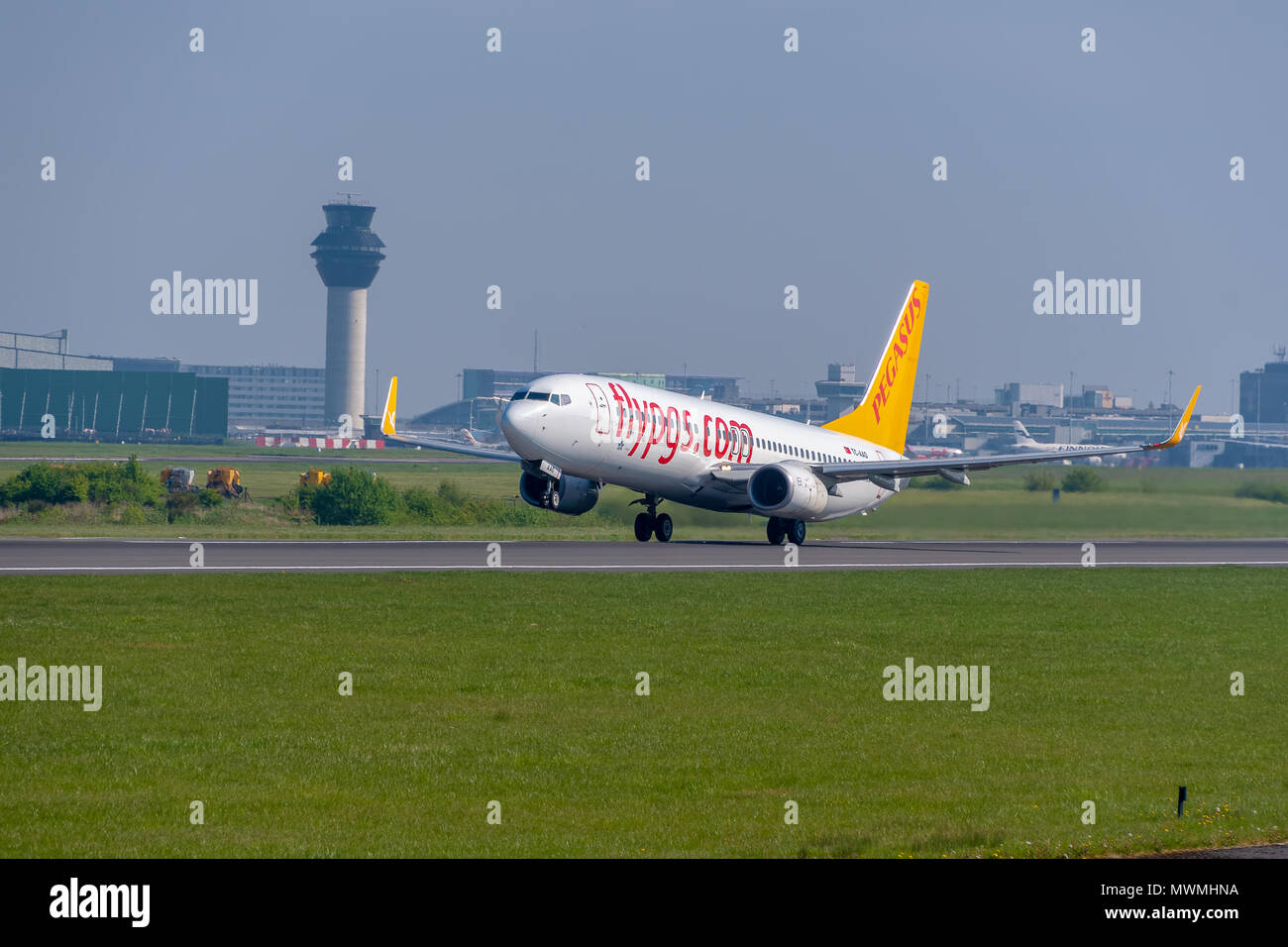 MANCHESTER, UNITED KINGDOM - MAY 07, 2018: Pegasus airlines Boeing 737