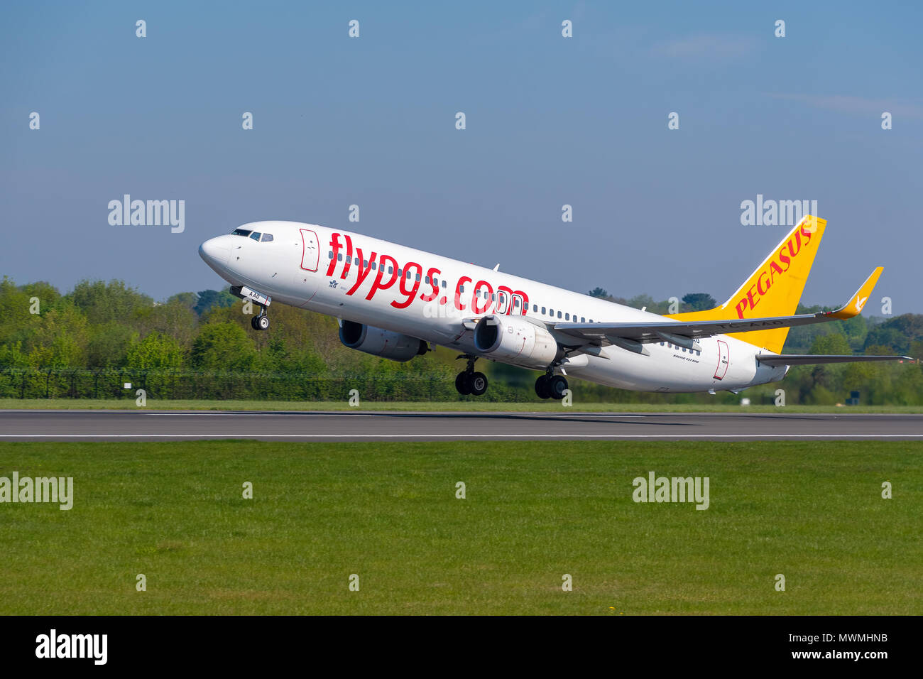 MANCHESTER, UNITED KINGDOM - MAY 07, 2018: Pegasus airlines Boeing 737