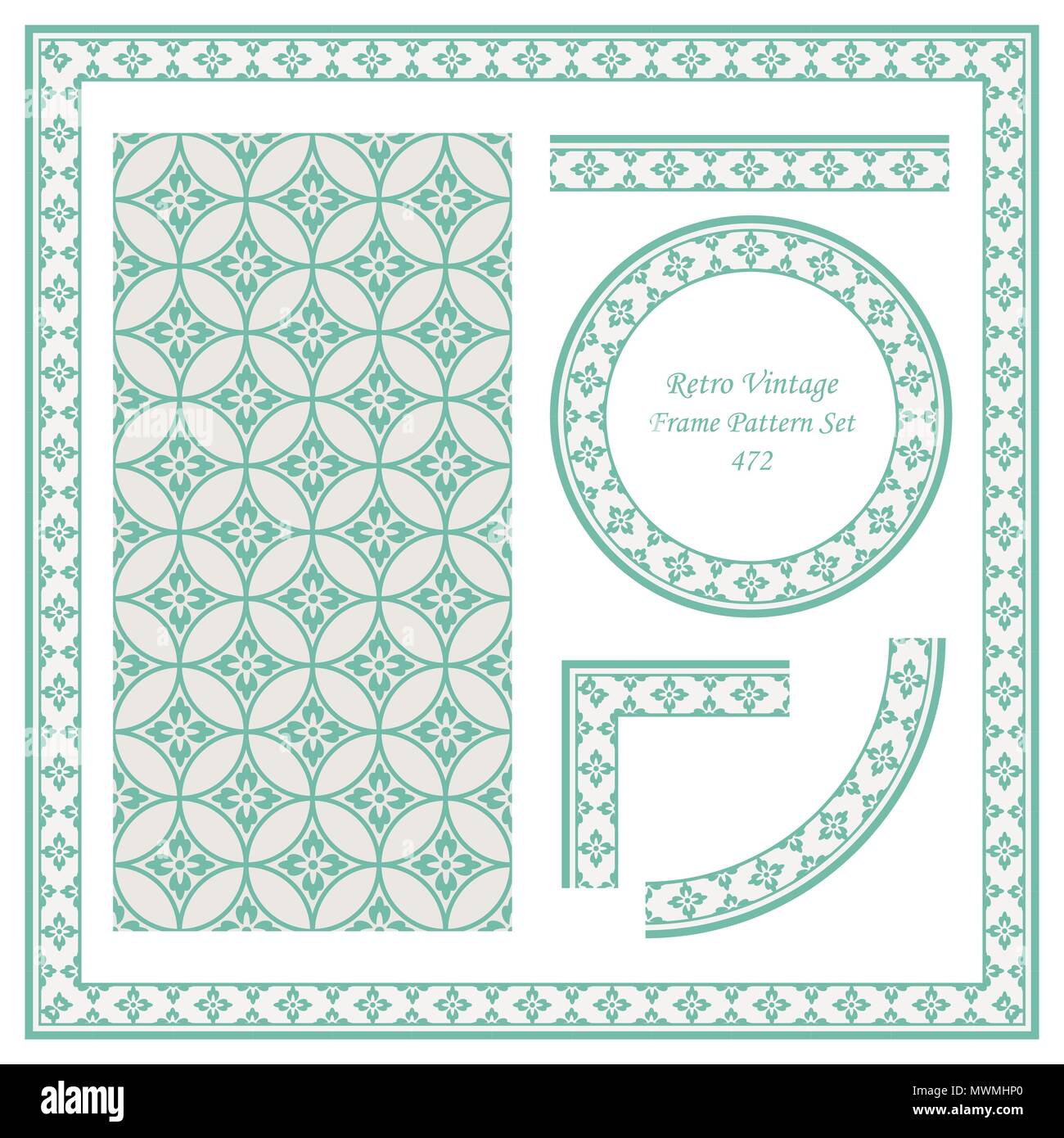 Vintage border retro pattern background and frame decoration template ...