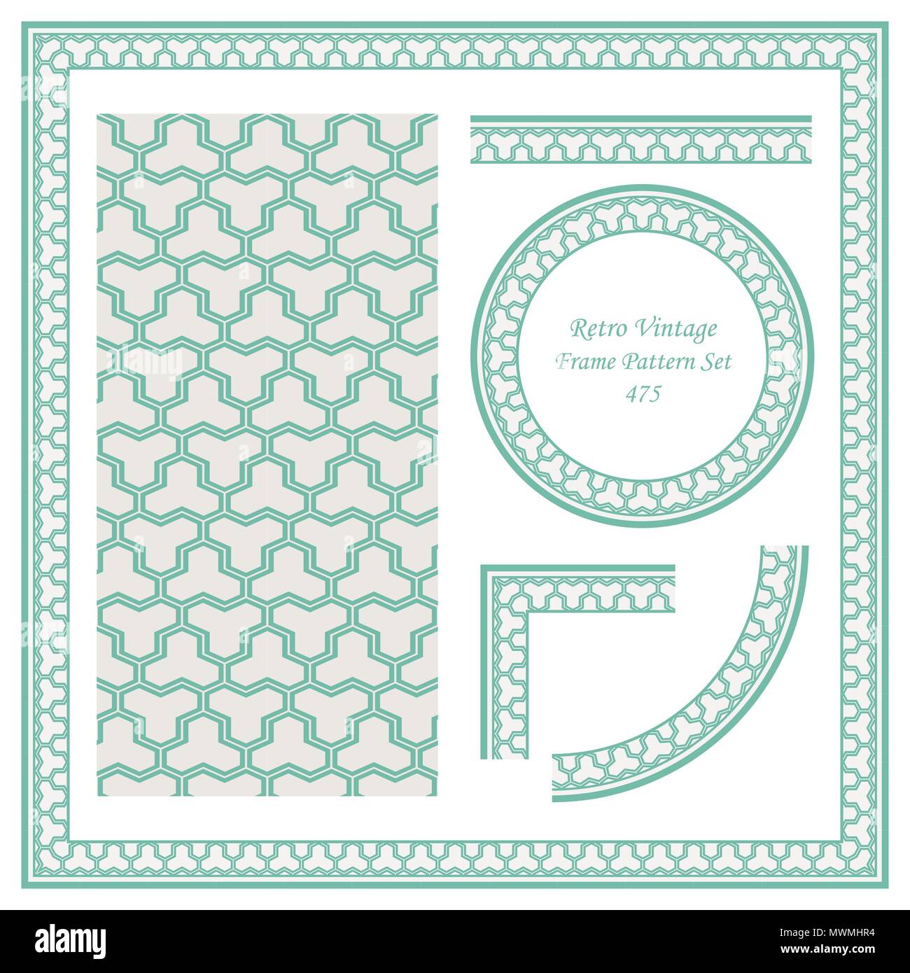 Vintage border retro pattern background and frame decoration template ...