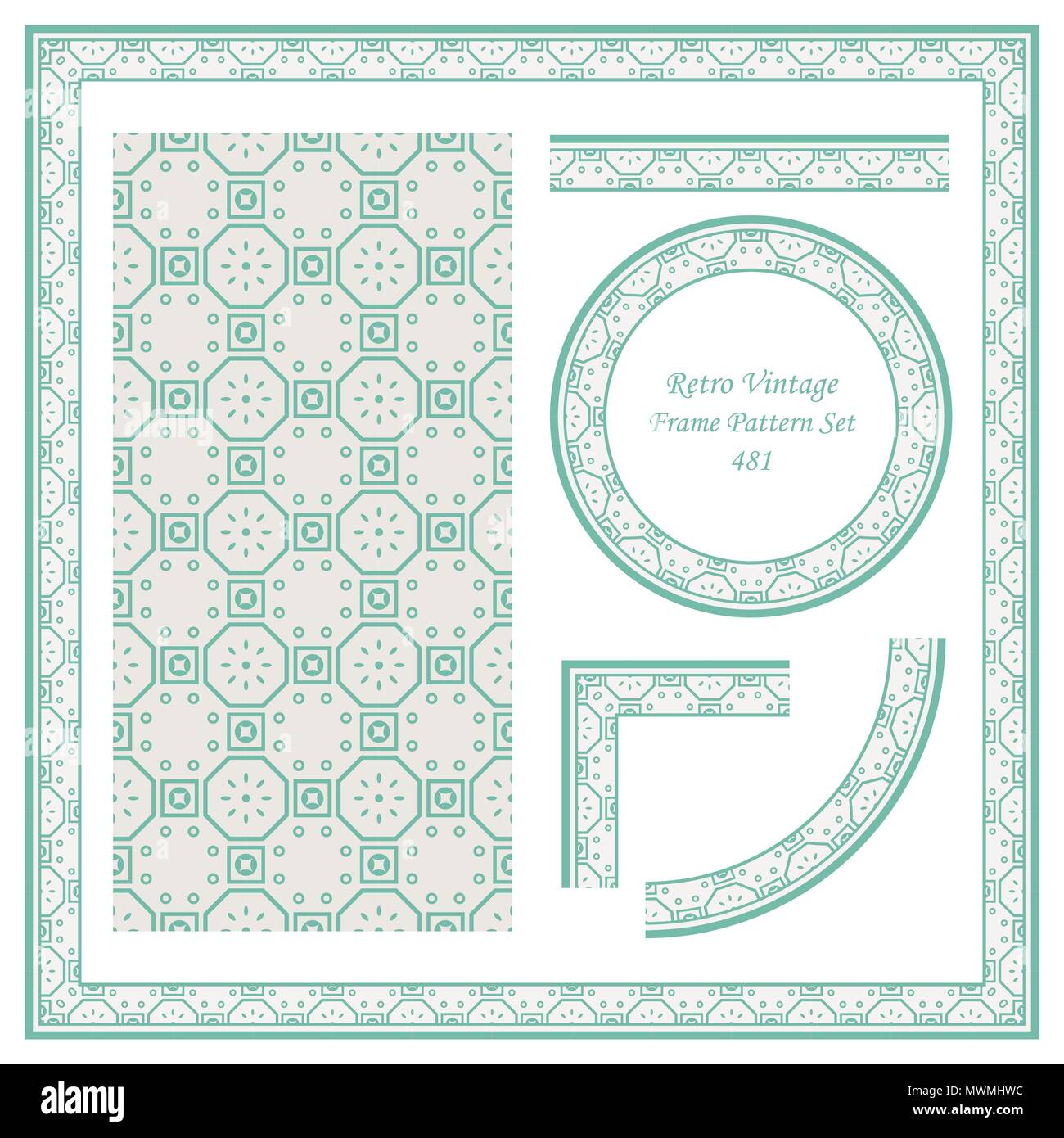Vintage border retro pattern background and frame decoration template ...