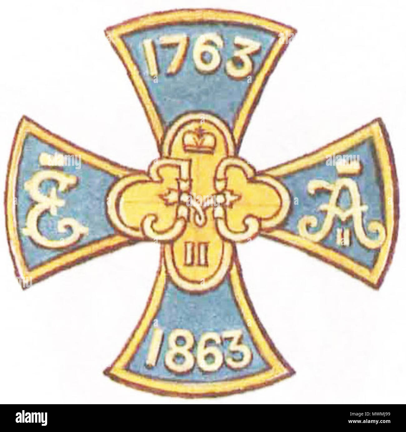 . Badge of Yurjevsky 98-th Regiment . before 1918. Unknown 475 Pekh 98 Yurjevsky Stock Photo