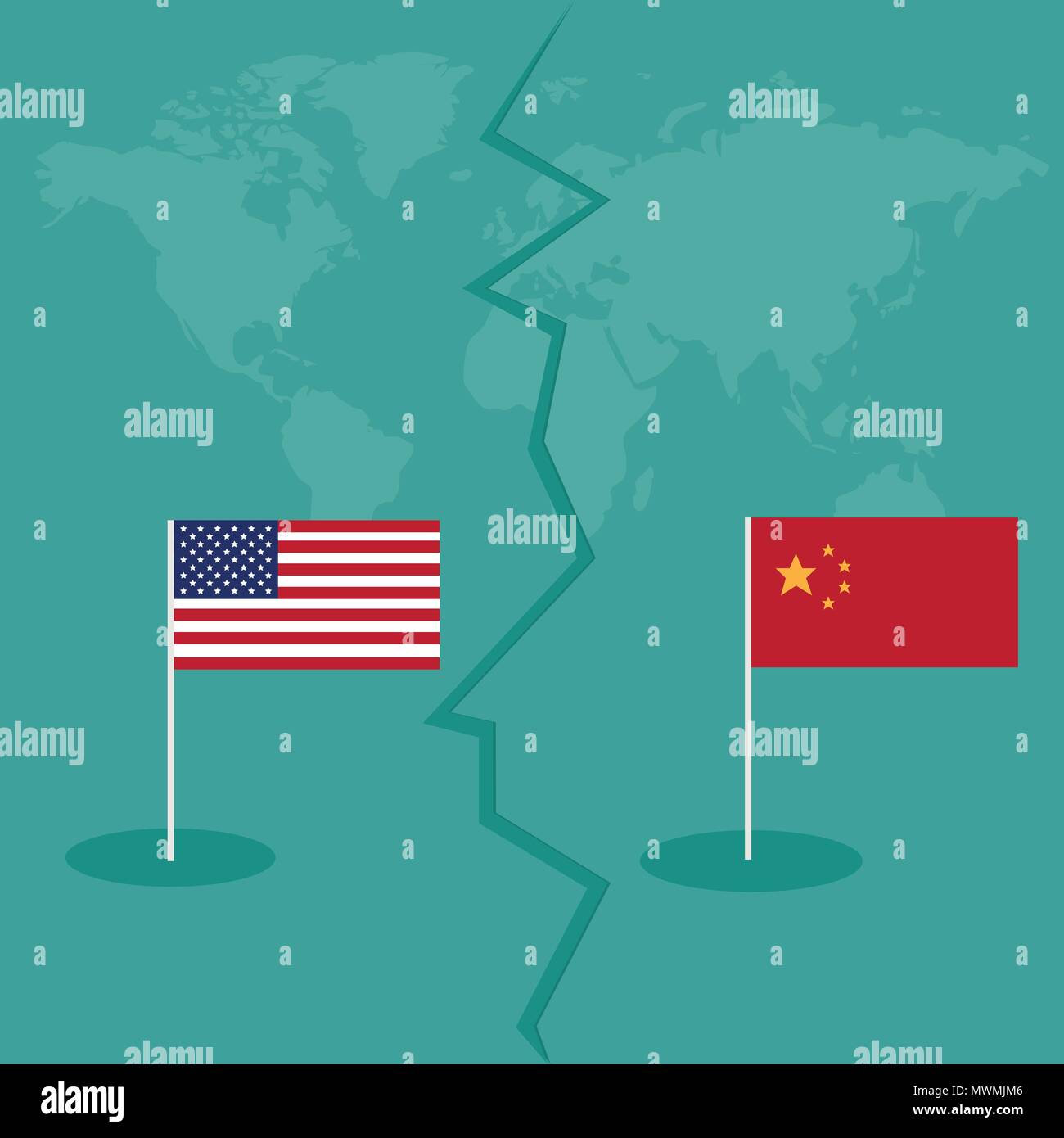 trade war America China tariff business global exchange international Stock Vector