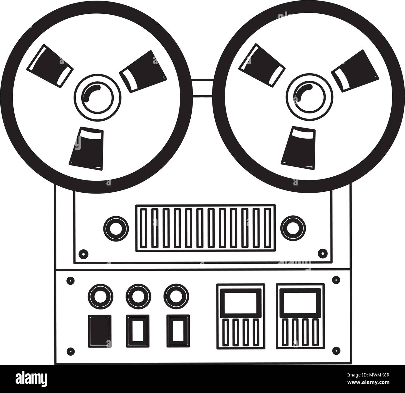 reel to reel tape recorder audio retro device vector illustration