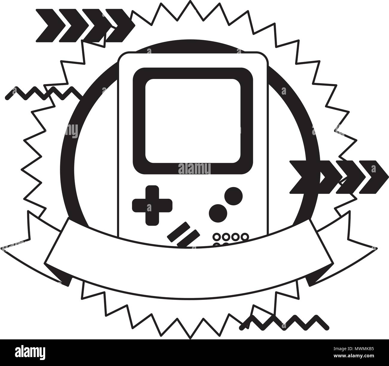retro game electronic console classical emblem vector illustration Stock Vector