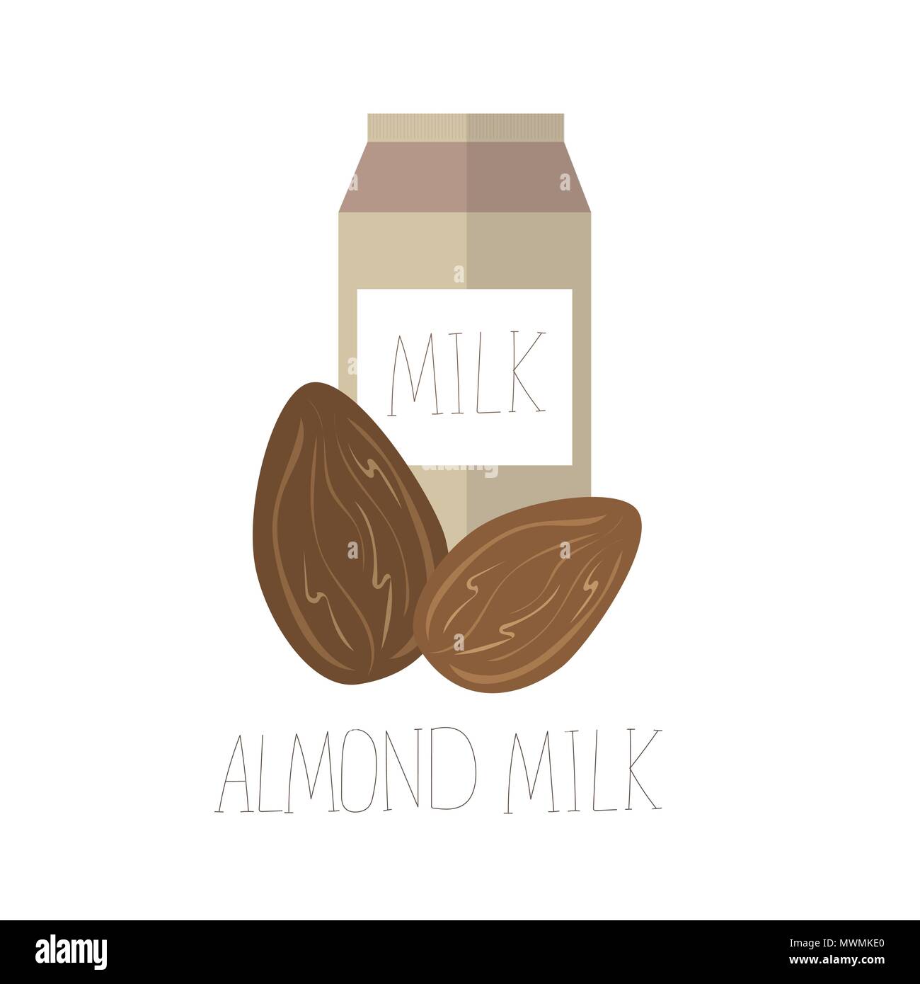 Vector illustration with almond milk. Lactose free vector concept. Stock Vector