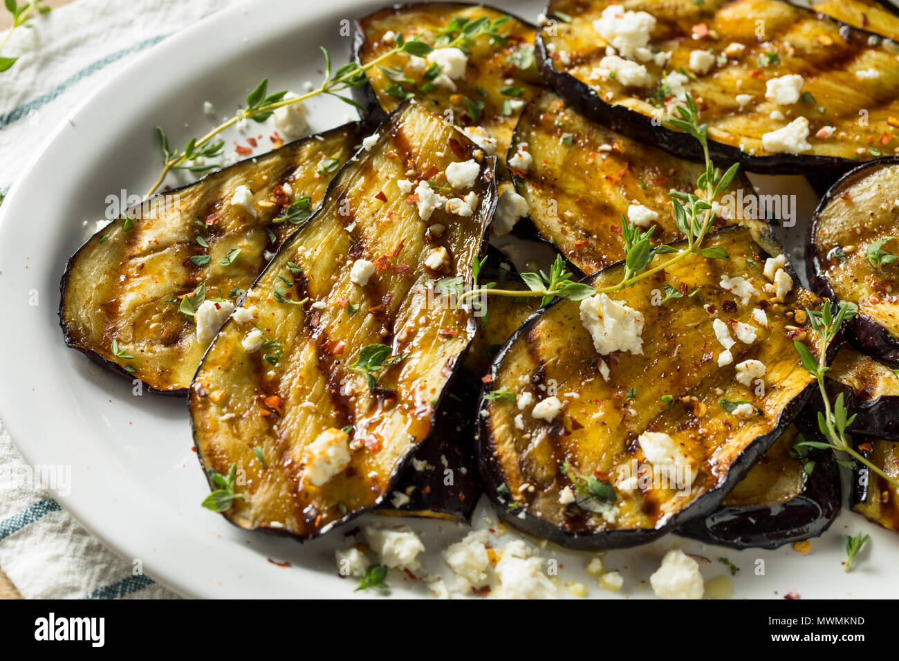 Homemade Grilled Eggplant with Feta and Herbs Stock Photo Alamy