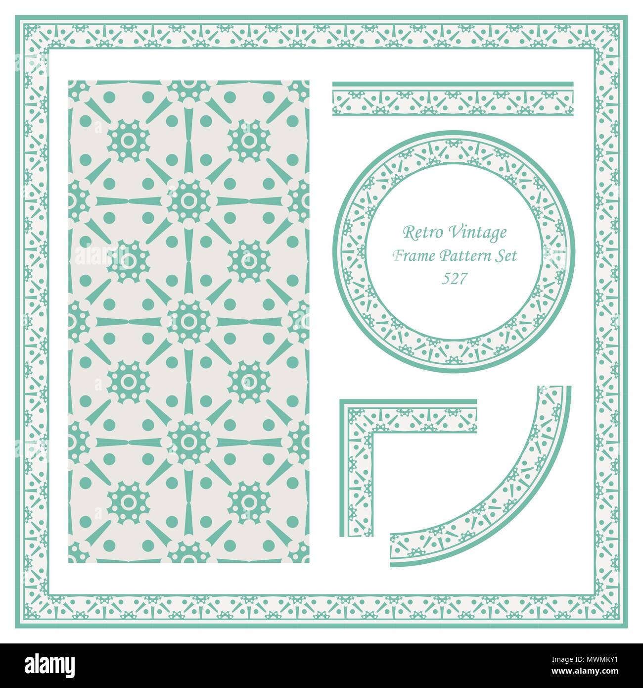 Vintage border retro pattern background and frame decoration template ...