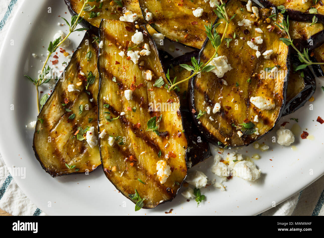 Homemade Grilled Eggplant with Feta and Herbs Stock Photo Alamy